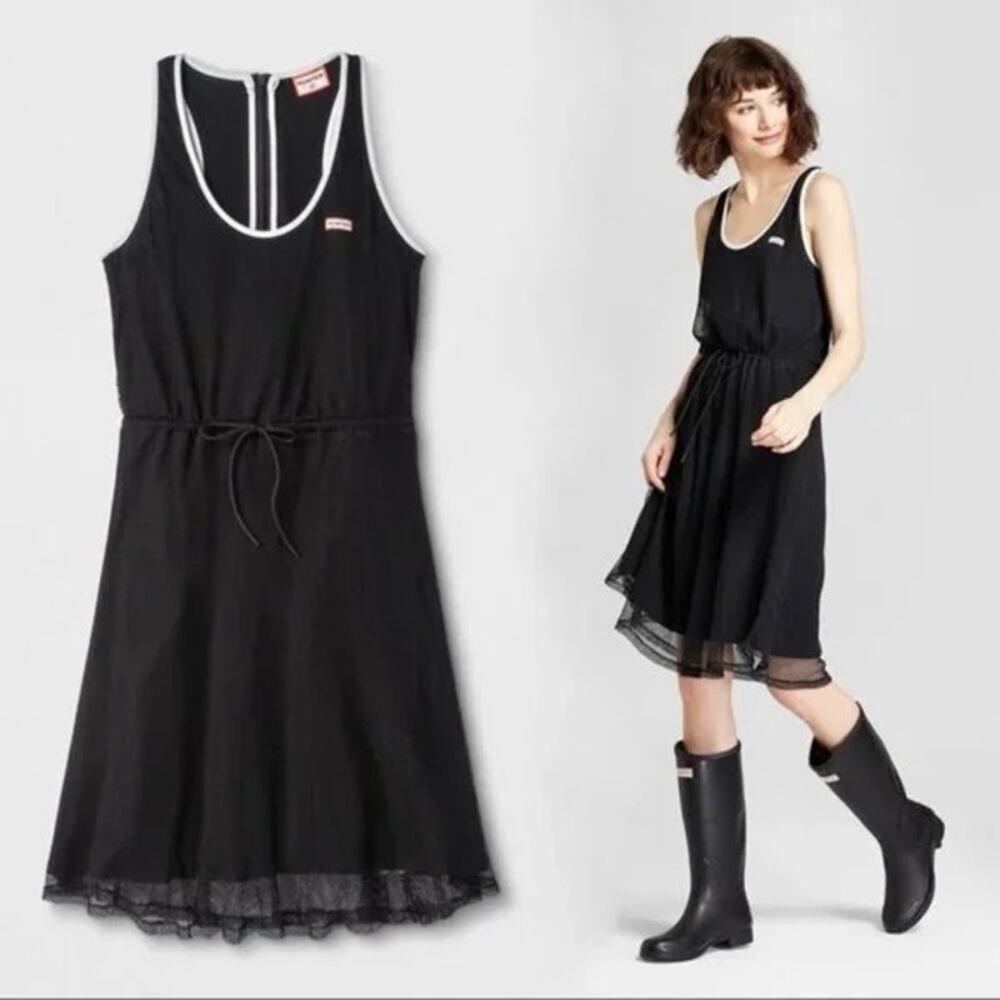 Hunter for Target | Black Mesh Layered Athleisure Tennis Skater Midi Dress